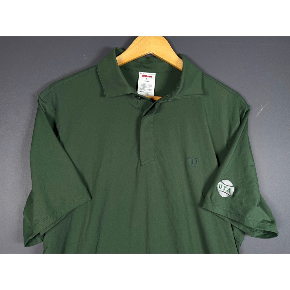 NWT Wilson Tennis Polo Shirt Mens Medium UTA Atlanta Green Short Sleeve